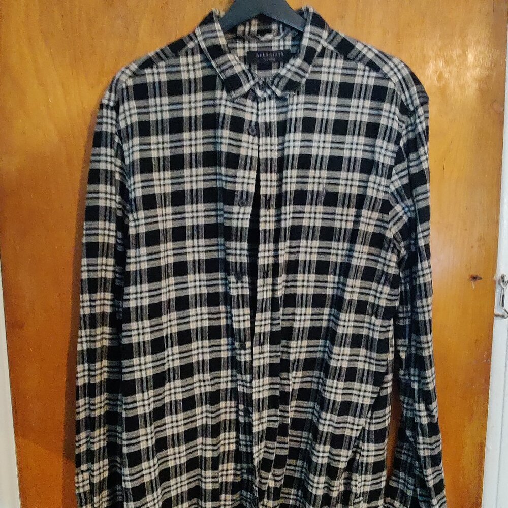ALLSAINTS Ridgewood Regular Fit Plaid Flannel Button-Up Shirt
